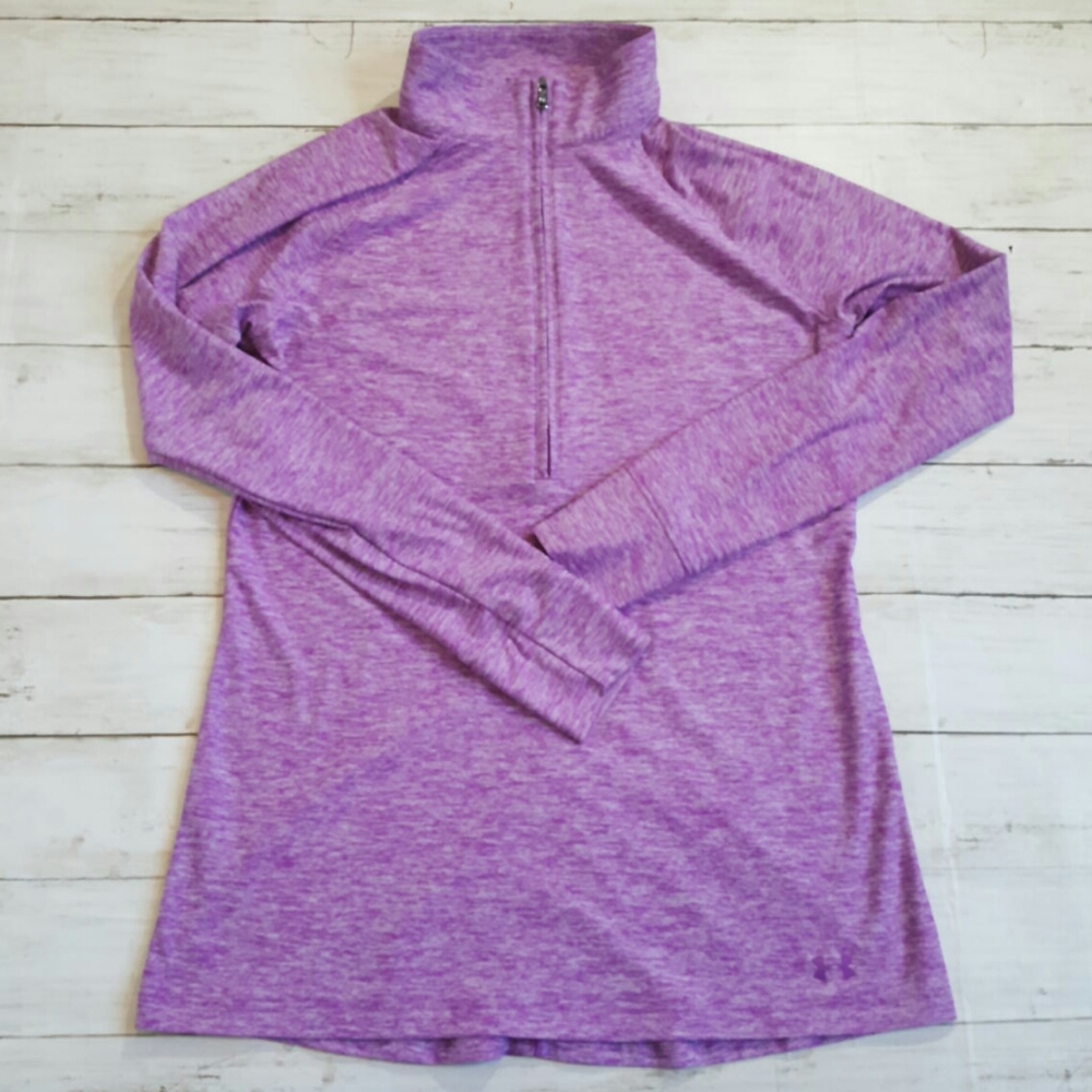 Under armour long sleeve quarter zip pullover light purple heathered size‎ small